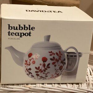 NEW DAVIDs TEA Floral Pattern Retro Porcelain Teapot - Bubble Brew Steep